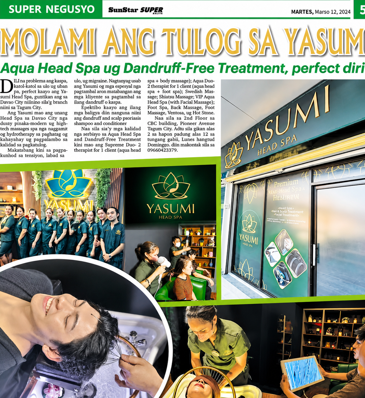 Molami ang tulog sa Yasumi — Aqua Head Spa ug Dandruff-Free Treatment